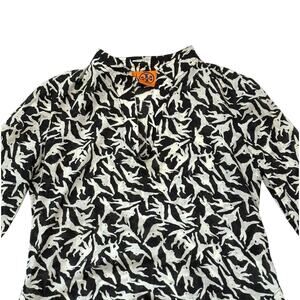 Tory Burch Long Sleeve Tunic Top - Size 4 - Like New - Ivory & Black Print